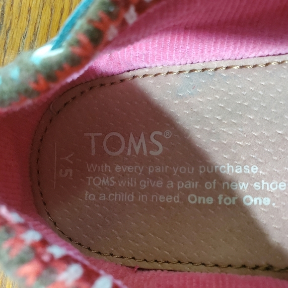 TOMS Gray Bimini Stripe Knit Sweater Canvas Flats Youth 5 - Picture 5 of 5